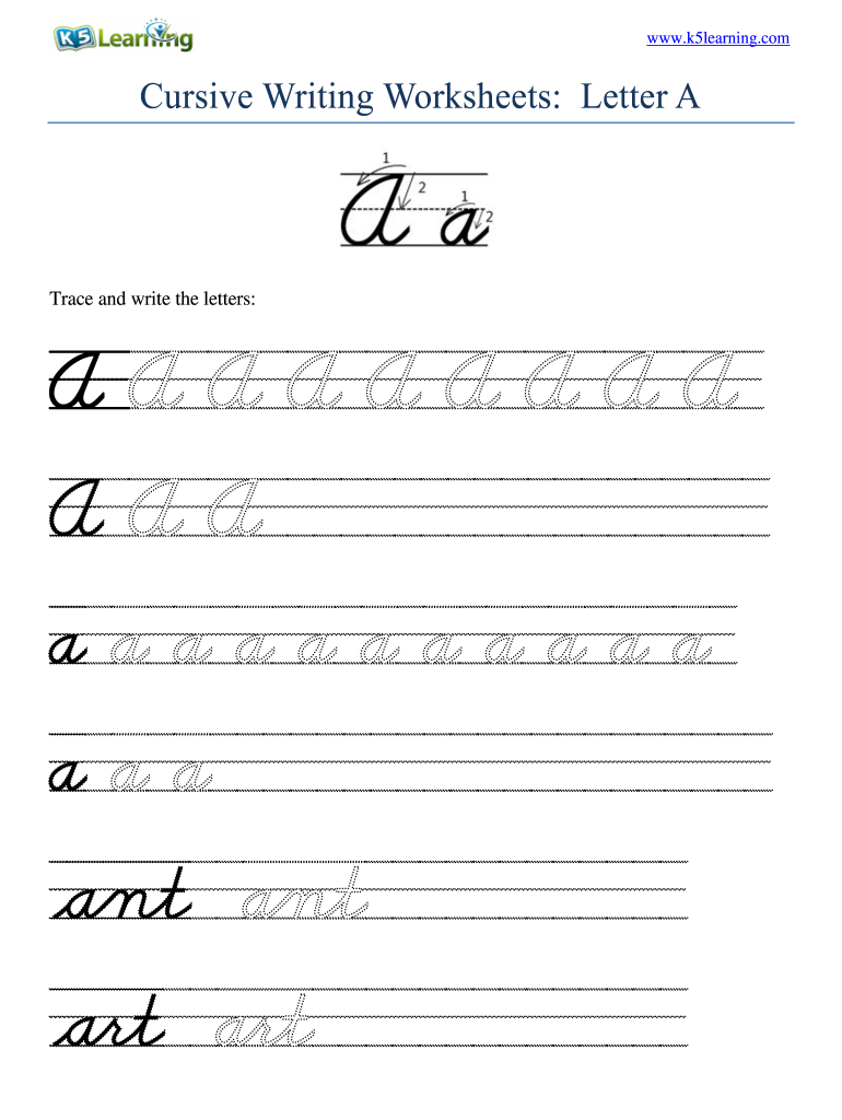 Free Printable Cursive Handwriting Worksheets