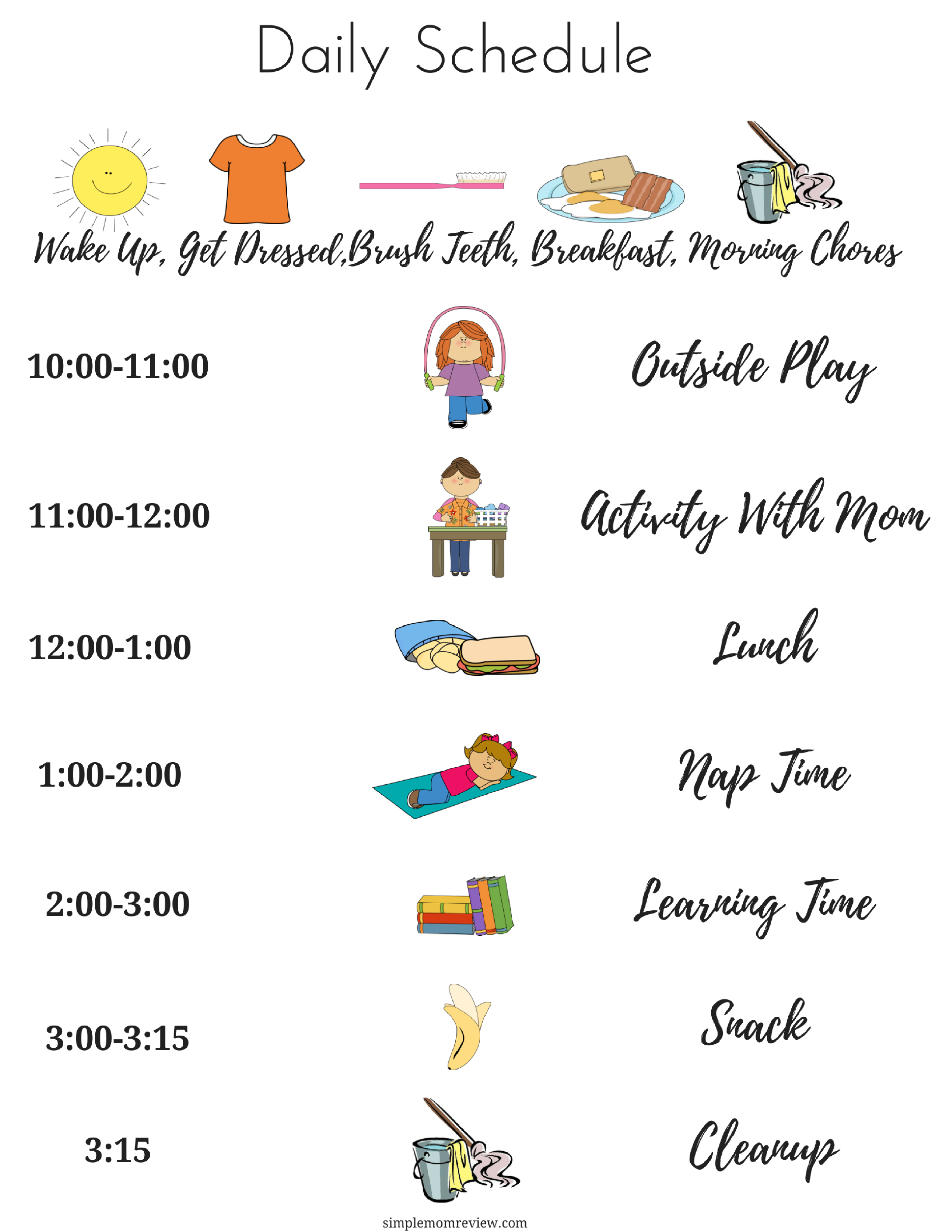 Printable Toddler Daily Schedule