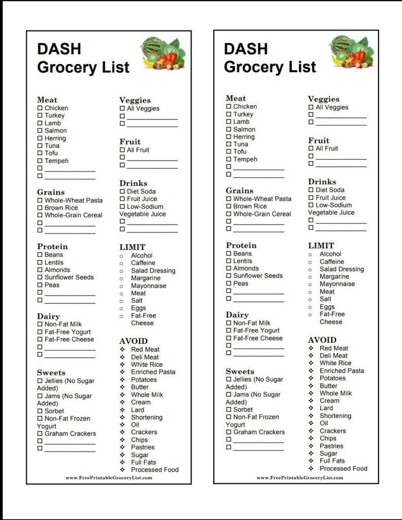 Free Printable Low Sodium Food List