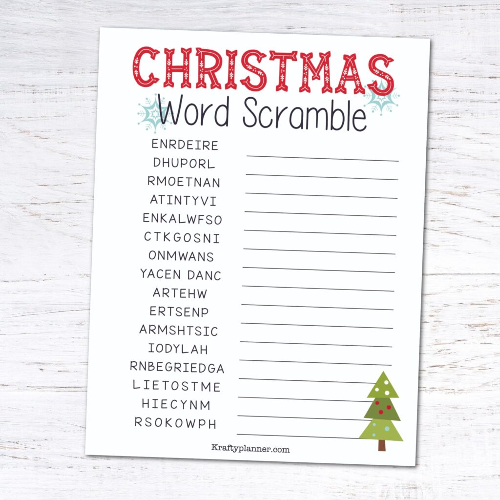 DAY 10 Christmas Word Scramble 12 Days Of Free Christmas Printables Krafty Planner