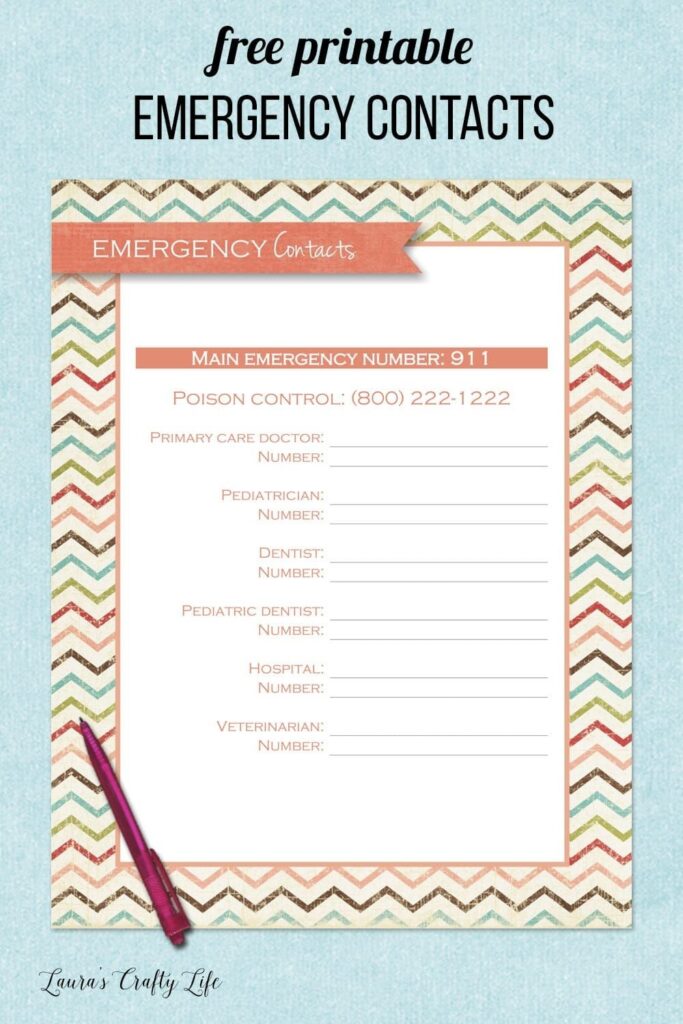 Day 2 Emergency Contact Sheet Emergency Contact Free Printables Emergency Contact List