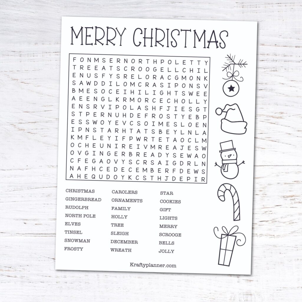 Free Christmas Printables Word Search