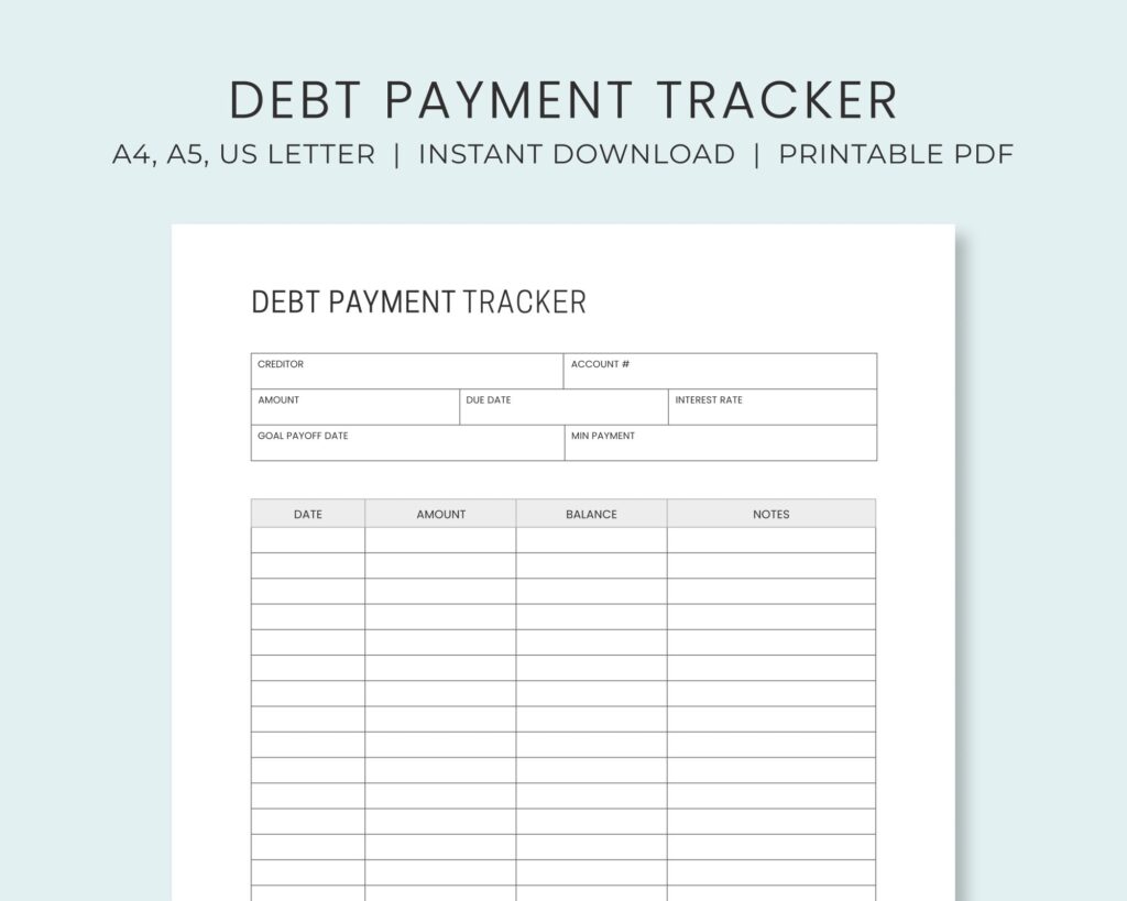 Debt Payment Tracker Printable Debt Payoff Planner Debt Etsy de