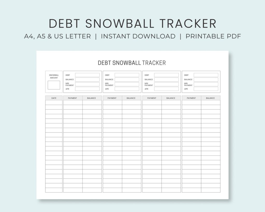 Debt Snowball Tracker Printable Debt Payment Worksheet Etsy sterreich