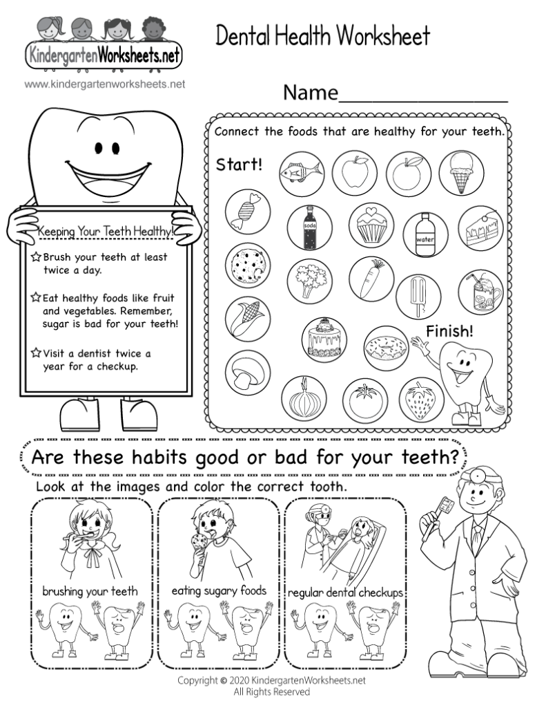 Dental Health Worksheet For Kindergarten Free Printable Digital And PDF