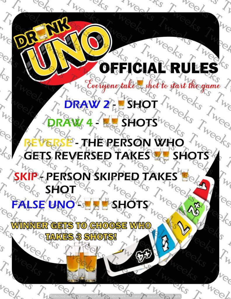 Digital File Drunk UNO Rules PDF PNG JPG 