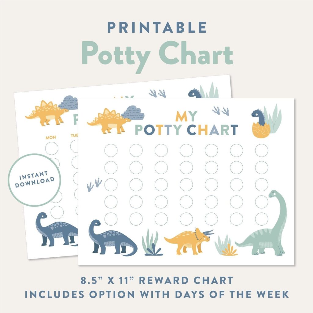 Dinosaur Potty Chart Printable Potty Training Reward Chart Etsy Potty Chart Potty Training Reward Chart Printable Potty Chart