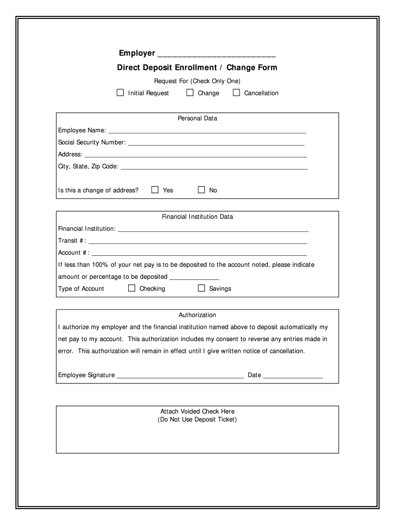 Direct Deposit Form Fill Online Printable Fillable Blank PdfFiller