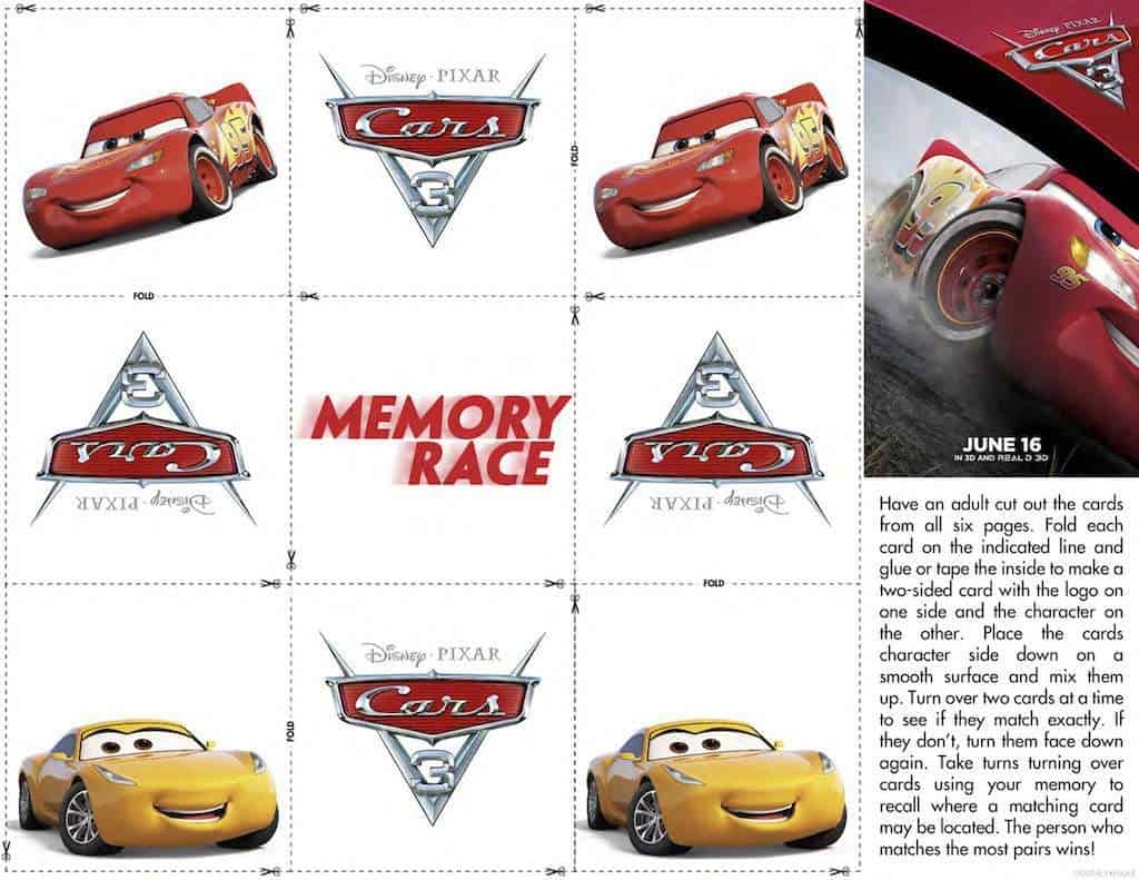 Disney CARS Free Printable Activity Sheets