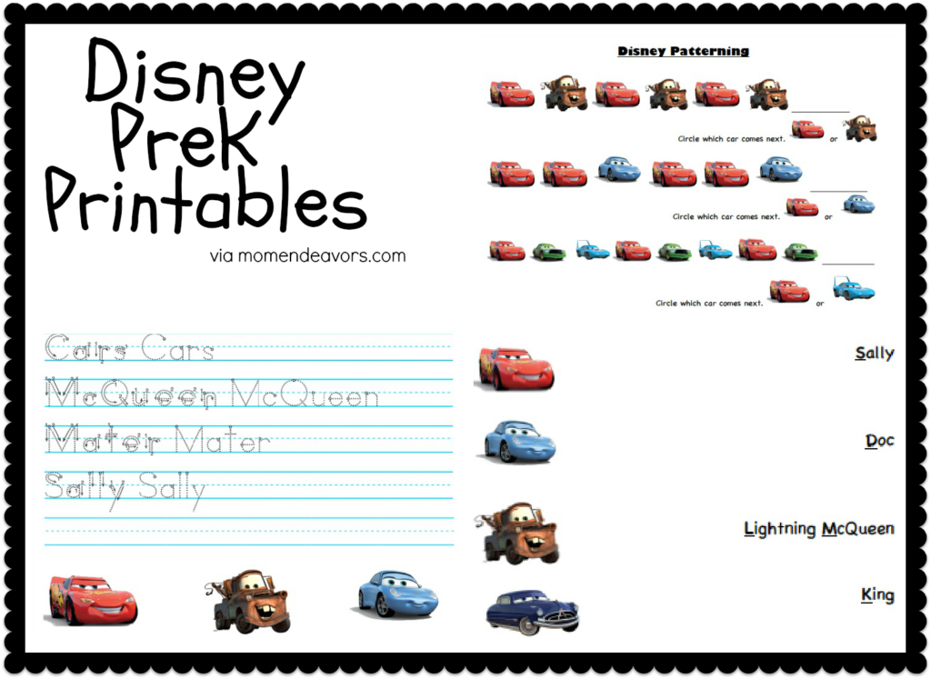 Disney Pixar Cars Free Printables