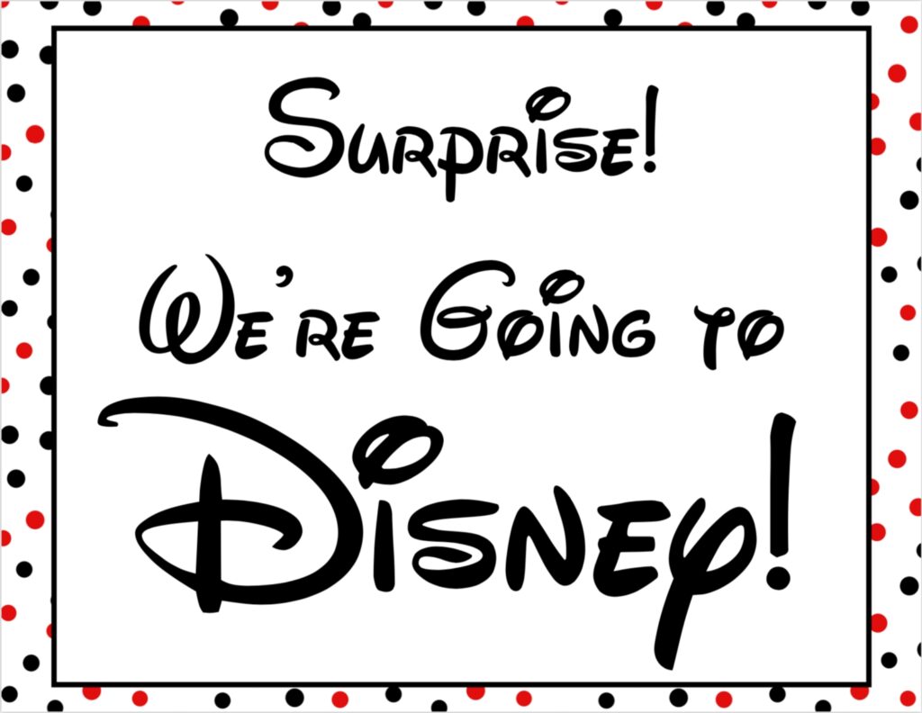 Disney World Surprise Announcement Sign With Countdown And Fake Ticket Boarding Pass