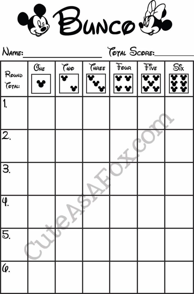 Disneyside Bunco Party Score Card Free Printable Pink Cake Plate