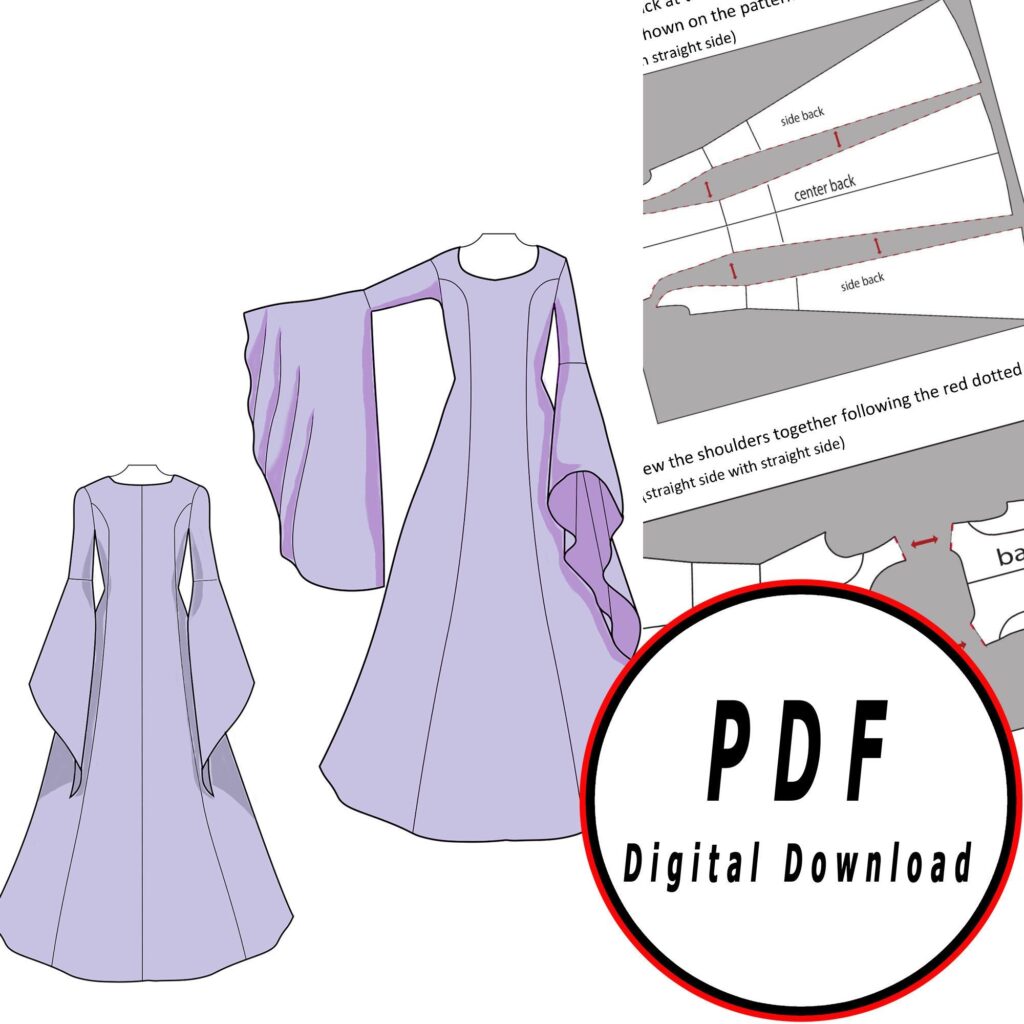 DIY Elvish Basic Dress Fantasy Medieval Elf Template Pattern Etsy Fashion Sewing Sewing Clothes Diy Sewing