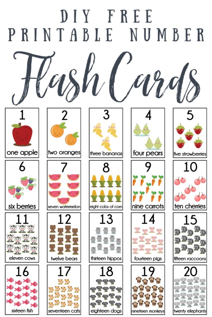 Free Number Flashcards Printable 1 20