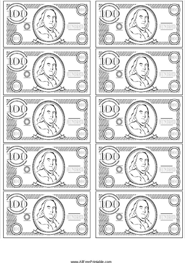 Free Printable Printable Play Money Black And White