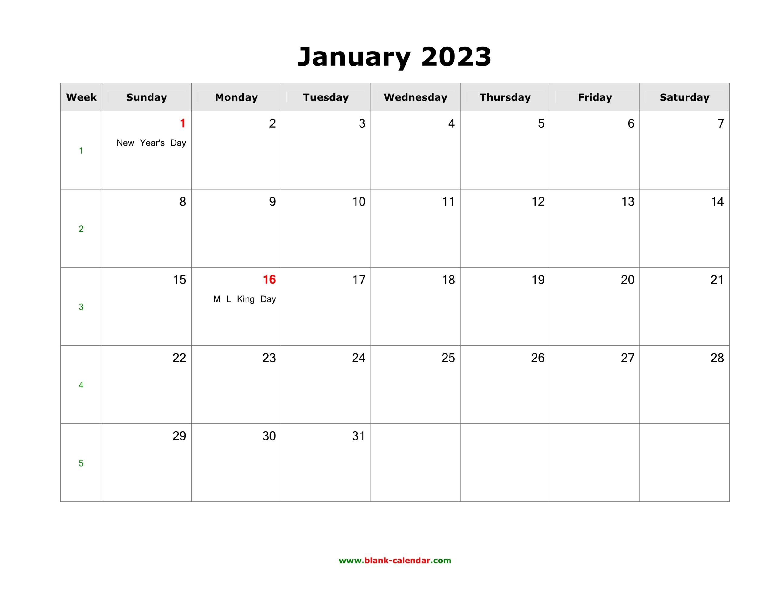 2023 Printable Monthly Calendar With Holidays