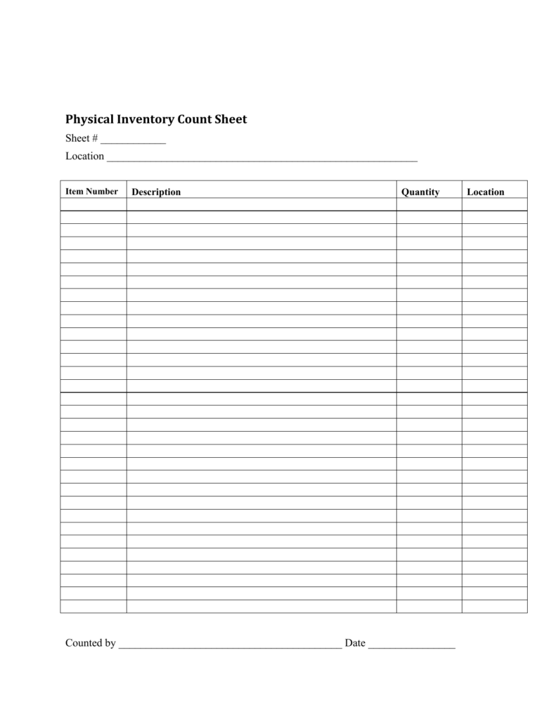 Product Inventory Free Printable Inventory Sheets