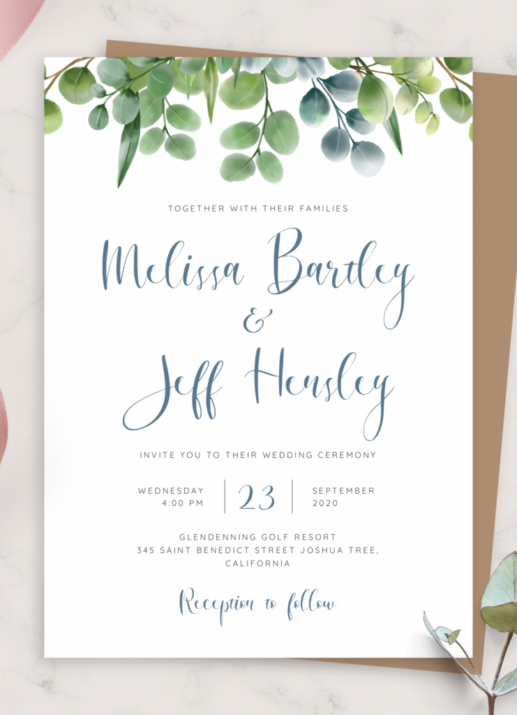 Download Printable Elegant Eucalyptus Wedding Invitation PDF