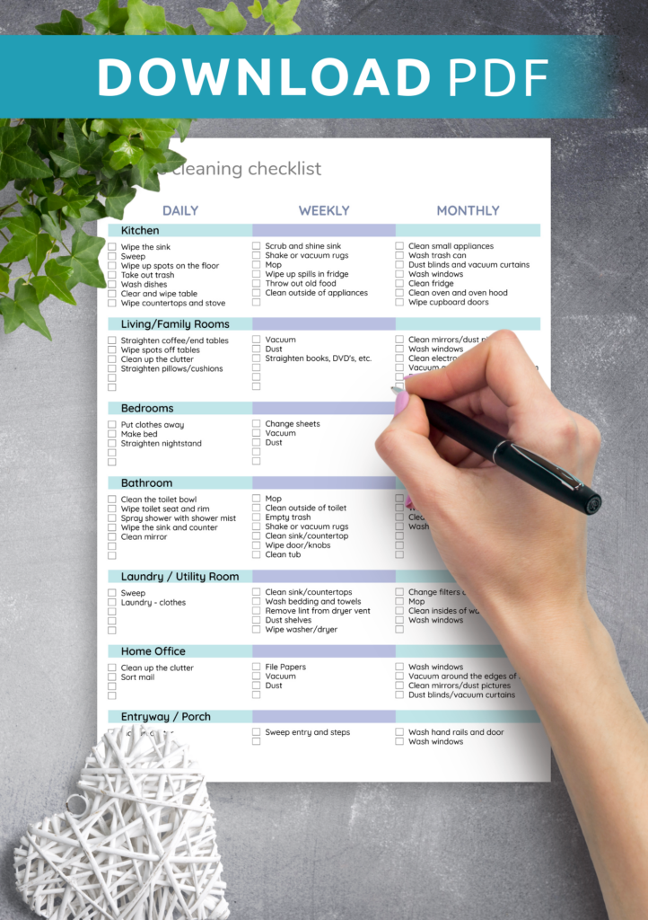 Free Printable House Cleaning Checklist Pdf