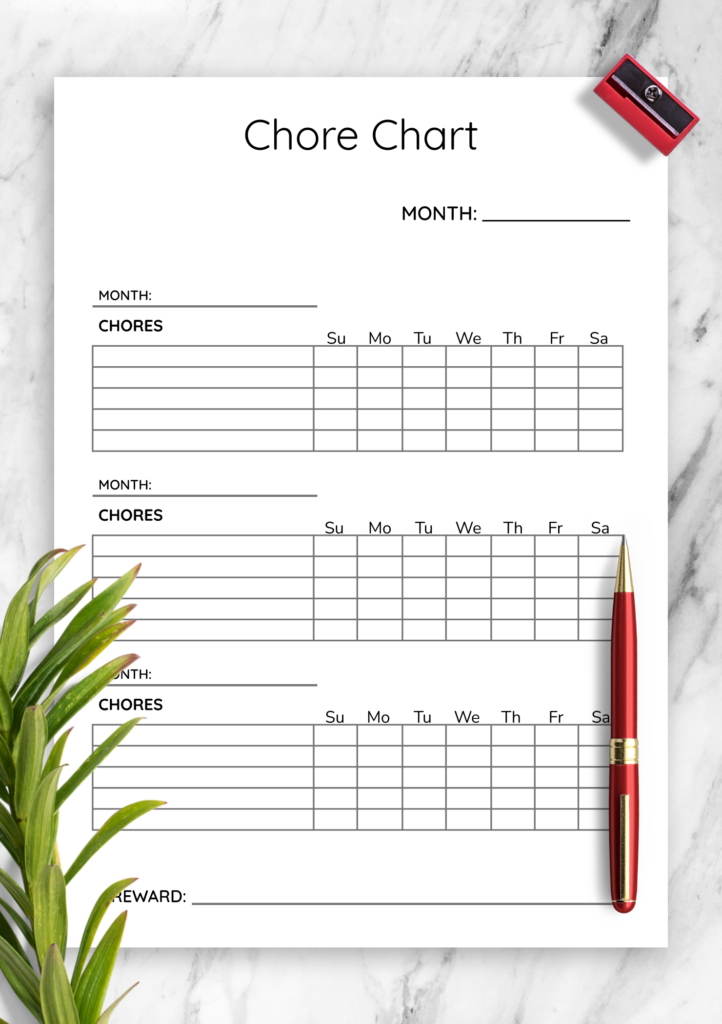 Chore Chart For Adults Printable Free