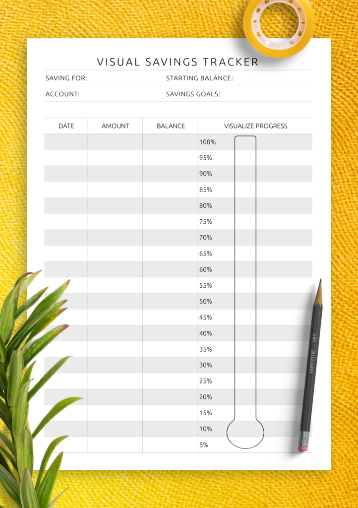 Download Printable Visual Savings Tracker Template PDF