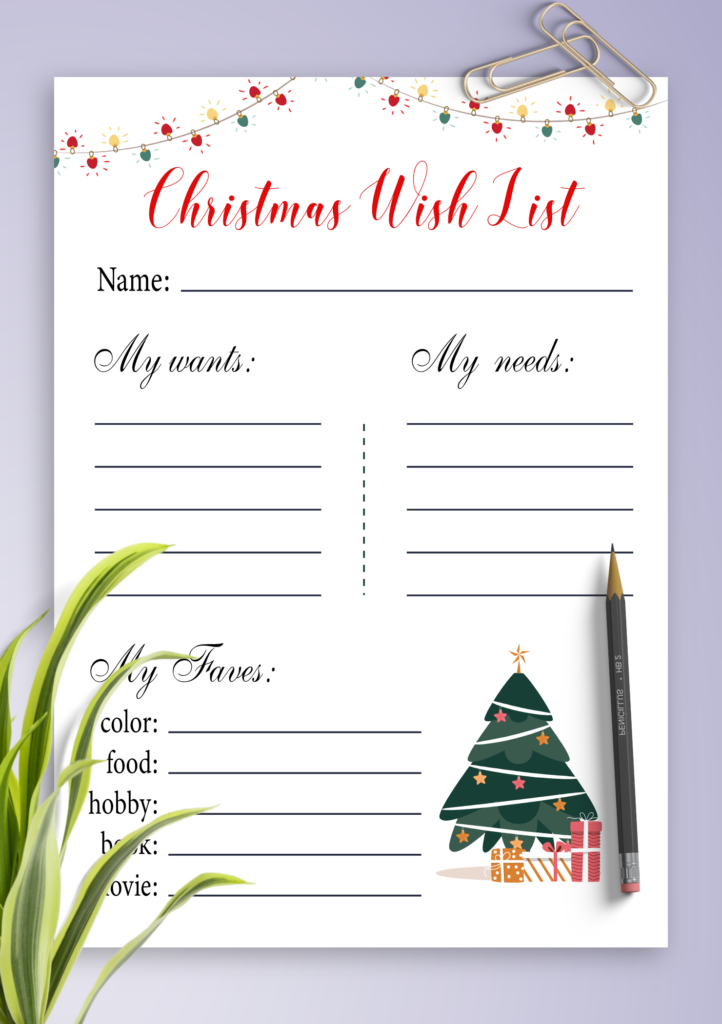 Free Printable Christmas Wish List Pdf