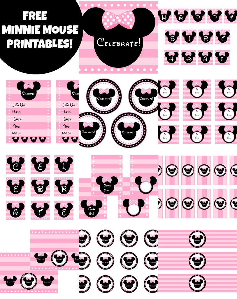 Download These Free Pink Minnie Mouse Party Printables Minnie Birthday Party Birthday Party Printables Minnie Mouse Birthday Party