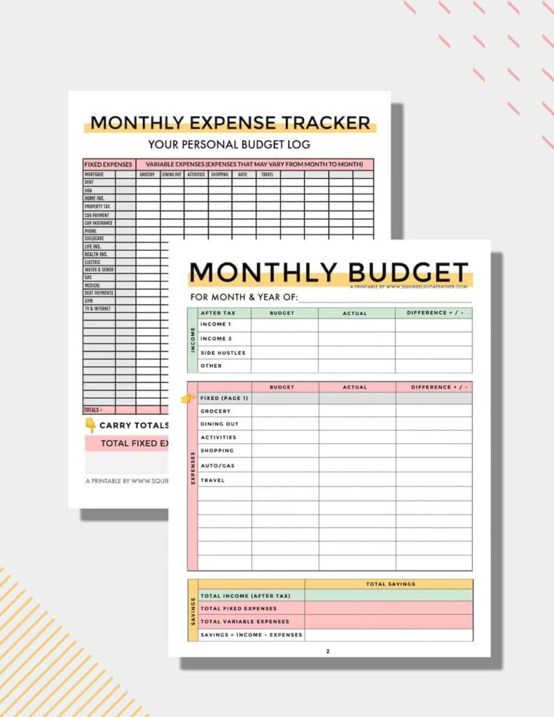 Pdf Free Printable Paycheck Budget Worksheets