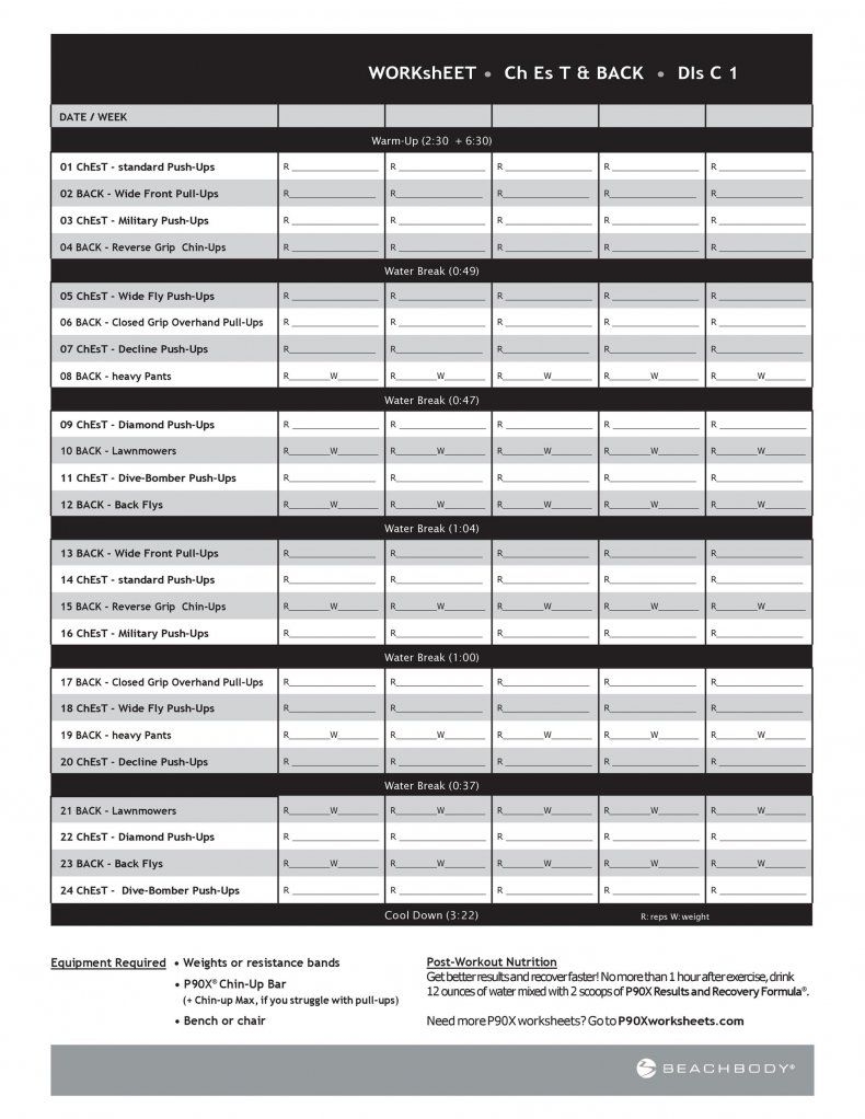 Download Workout Template 36 P90x Workout Schedule P90x Workout P90x Workout Sheets