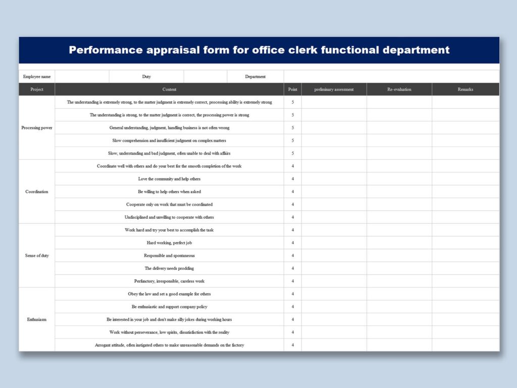 Downloadable Free Employee Evaluation Form Template Word WPS Office Academy