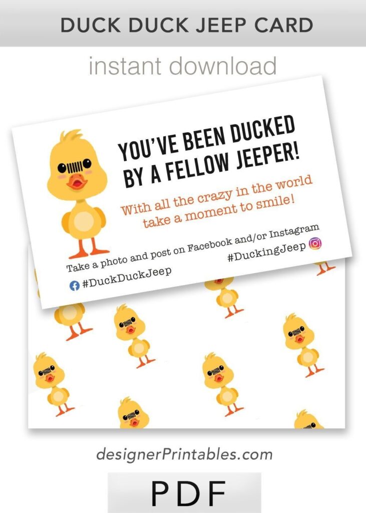 Free Printable Duck Duck Jeep Tags