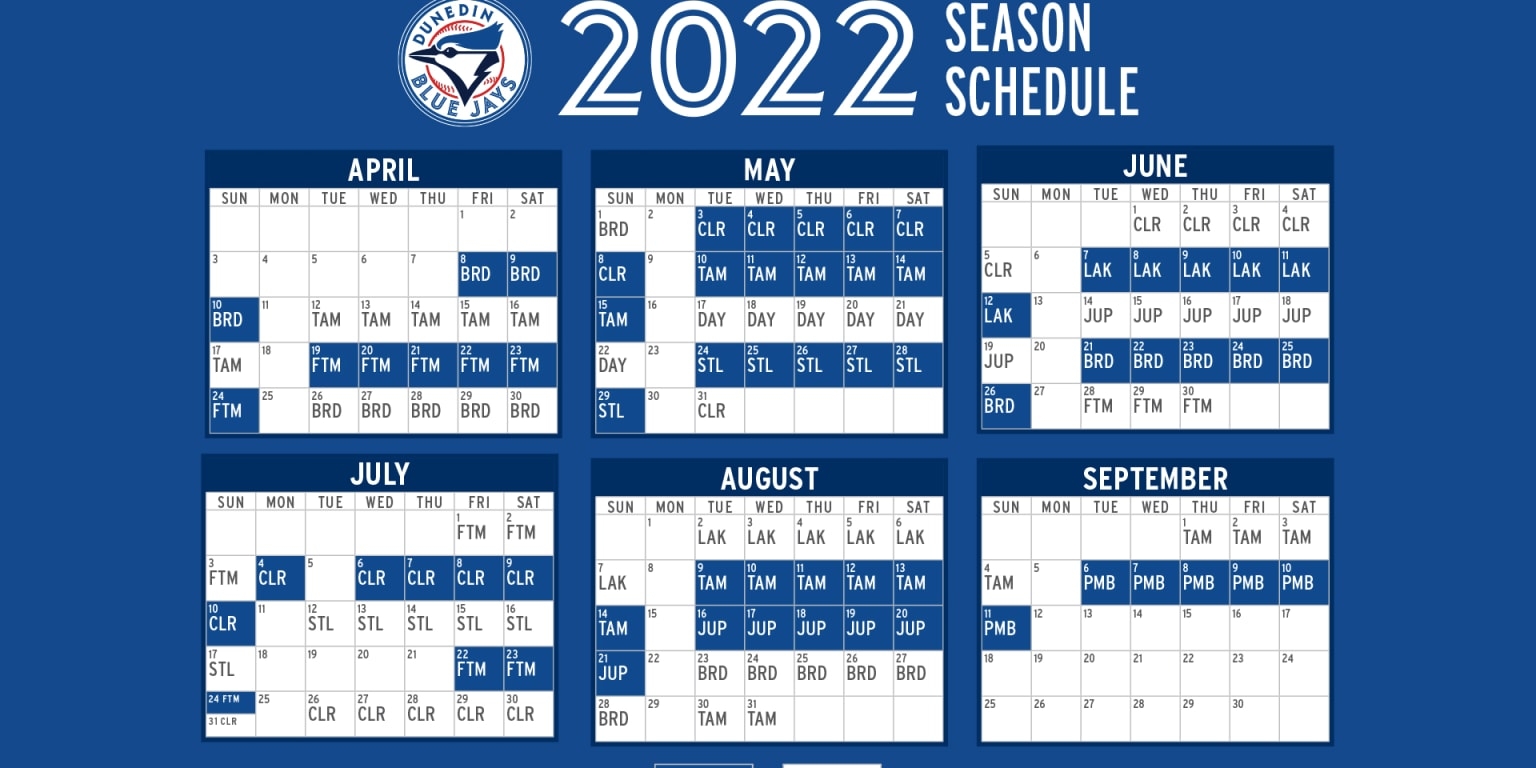 Dunedin Blue Jays Announce 2022 Schedule Blue Jays