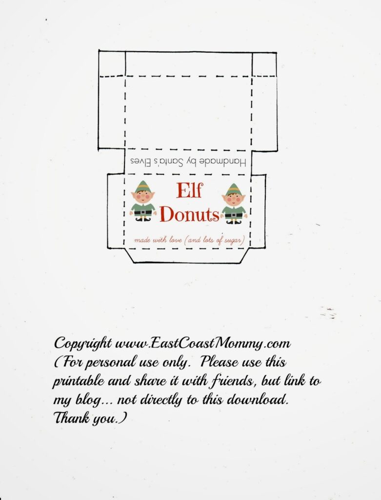 East Coast Mommy Elf On The Shelf Donuts Free Printable Box