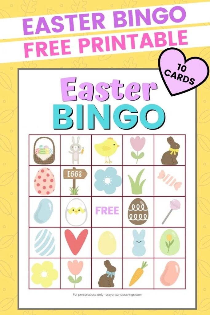 Easter Bingo Free Printable Easter Game With 10 Different Cards 