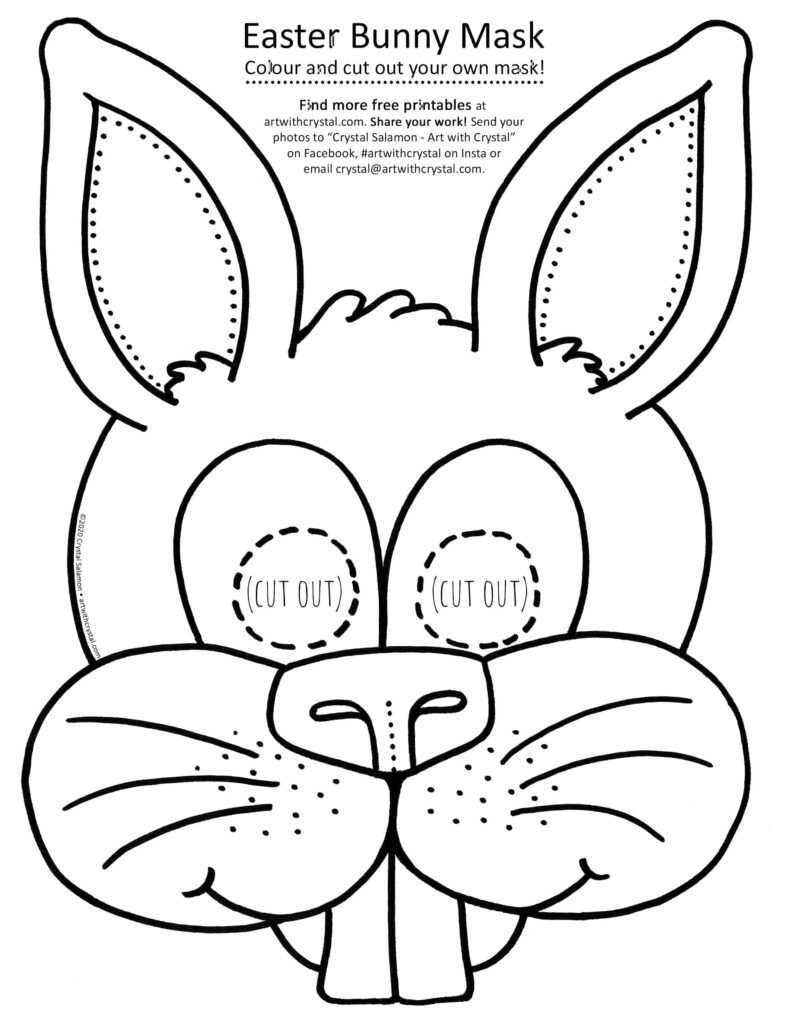 Easter Bunny Mask FREE Printable Art With Crystal