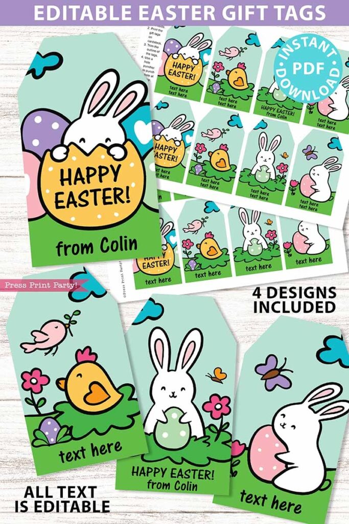 Editable Easter Gift Tags Free Printable