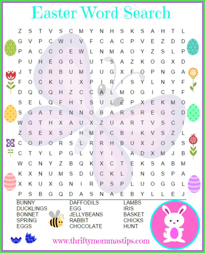 Easter Word Search Free Printable Thrifty Mommas Tips