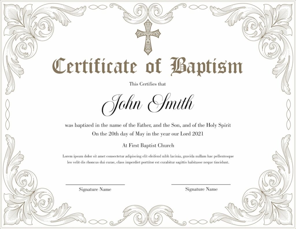 Editable Baptism Certificate Template Printable Certificate Etsy Denmark