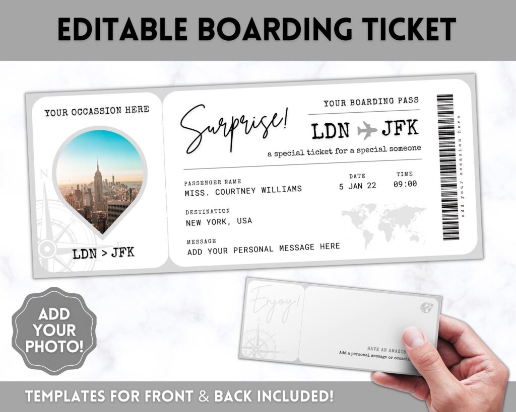 EDITABLE Boarding Ticket Template Surprise Boarding Pass Etsy sterreich