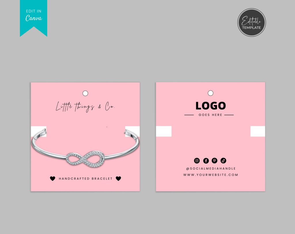 Editable Bracelet Display Card Template Printable Bracelet Etsy de