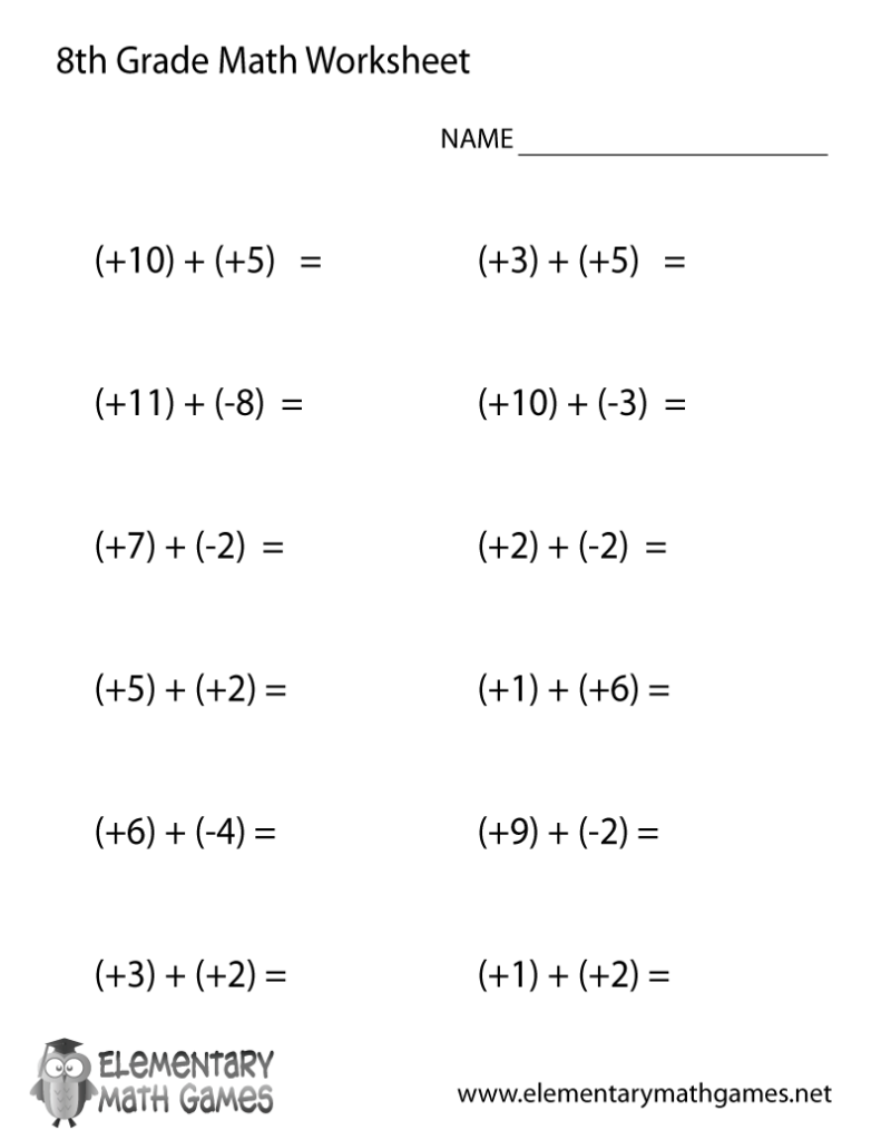 Eighth Grade Addition Worksheet 8th Grade Math Worksheets Algebra Worksheets 8th Grade Math