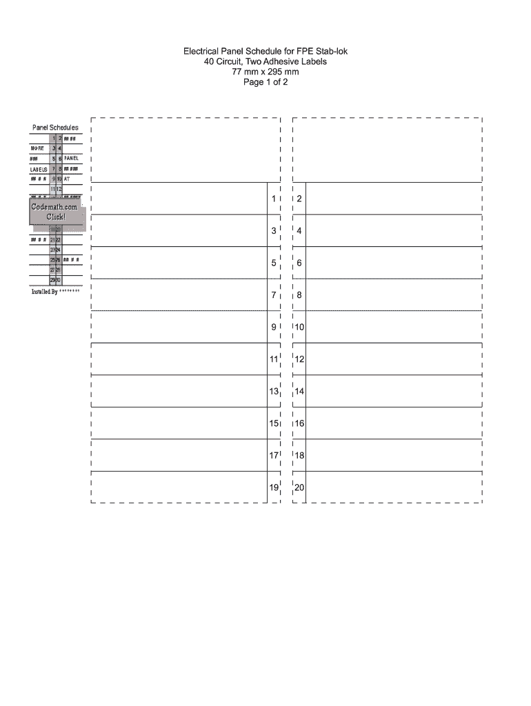 Electrical Panel Labels Fill Online Printable Fillable Blank PdfFiller