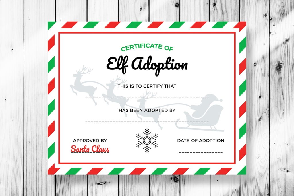 Elf Adoption Certificate Printable Grafik Von DTCreativeLab Creative Fabrica
