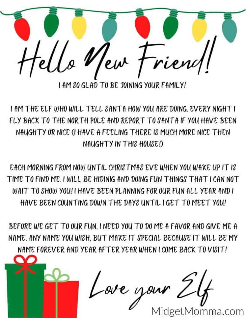 Elf On The Shelf Arrival Letter Free Printable