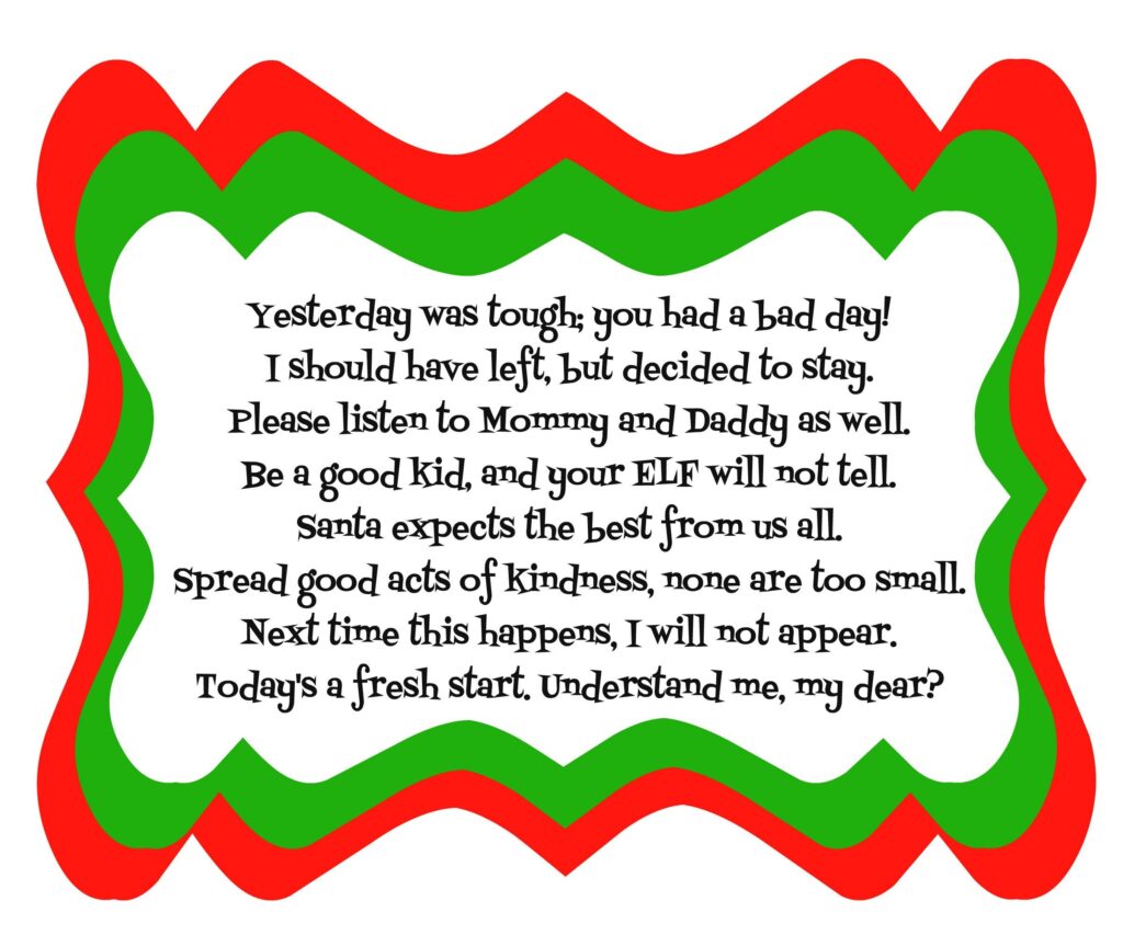 Elf On The Shelf Bad Day Poem With Printable Elf On Shelf Letter Elf Letters Awesome Elf On The Shelf Ideas