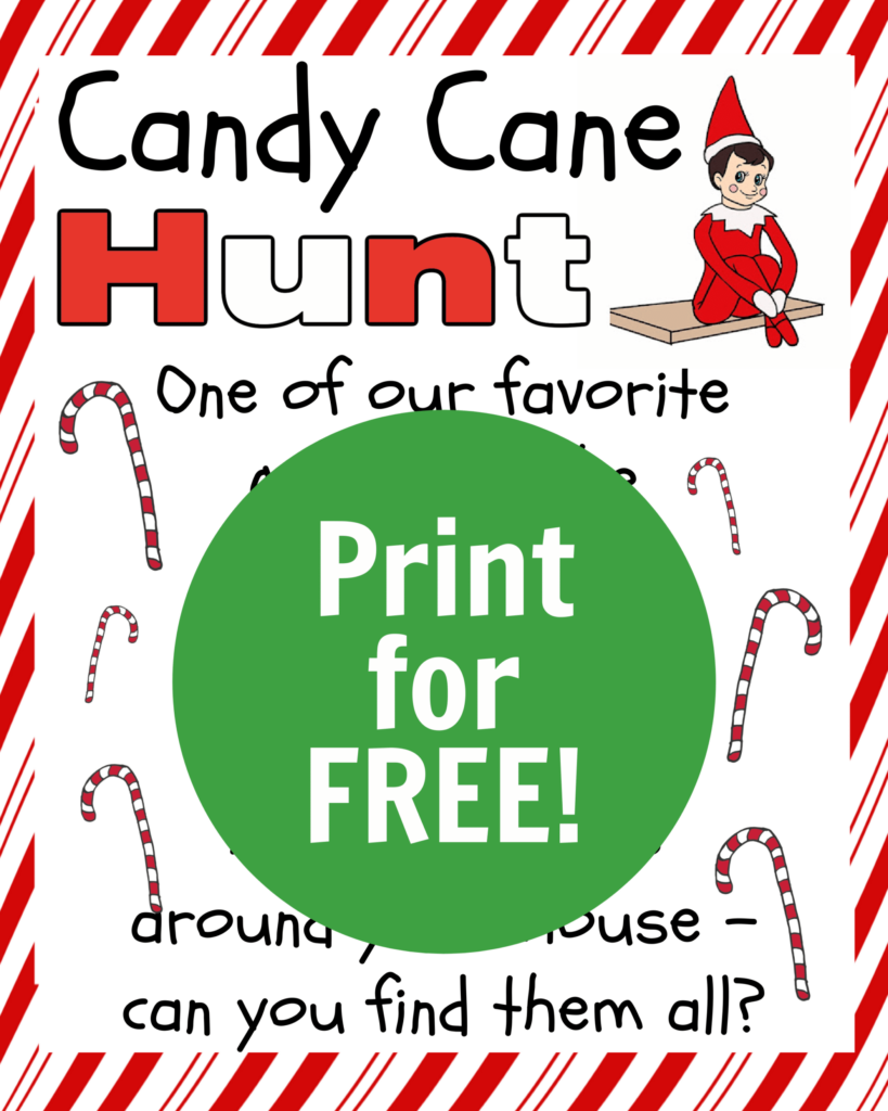 Elf On The Shelf Games Candy Cane Hunt Printable FREE 