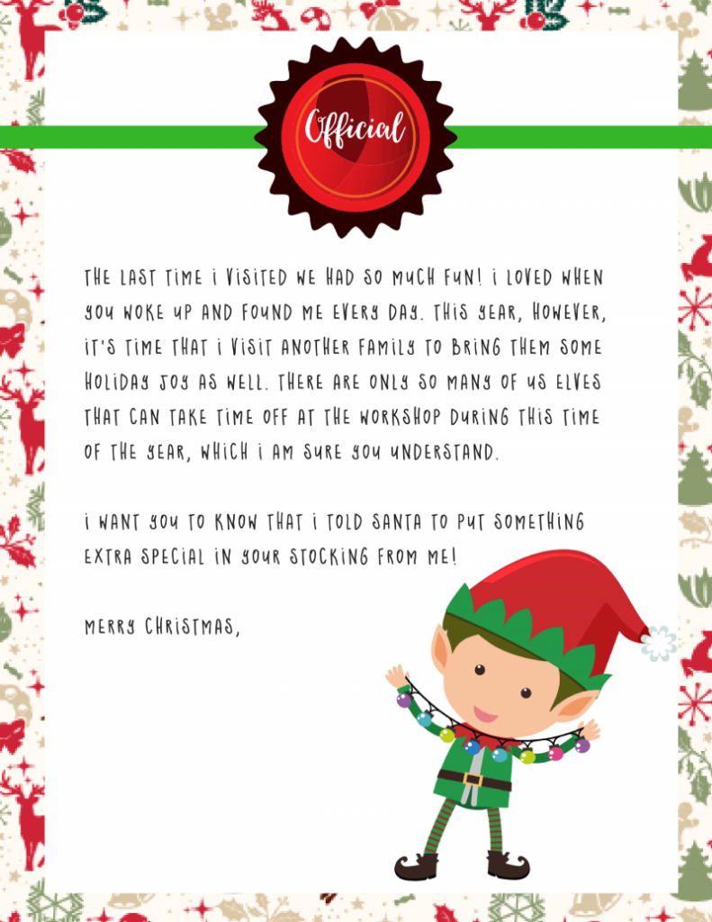 Elf On The Shelf Goodbye Letter Free Printable Momdot