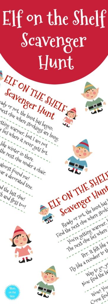 Elf On The Shelf Scavenger Hunt Free Printable
