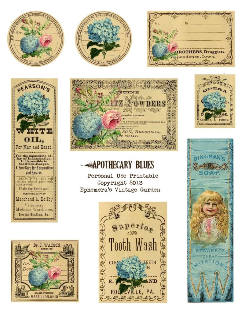 Ephemera s Vintage Garden Free Printable Apothecary Labels With Flowers Basteln Mit Papier Diy Aufkleber Vintage Bilder