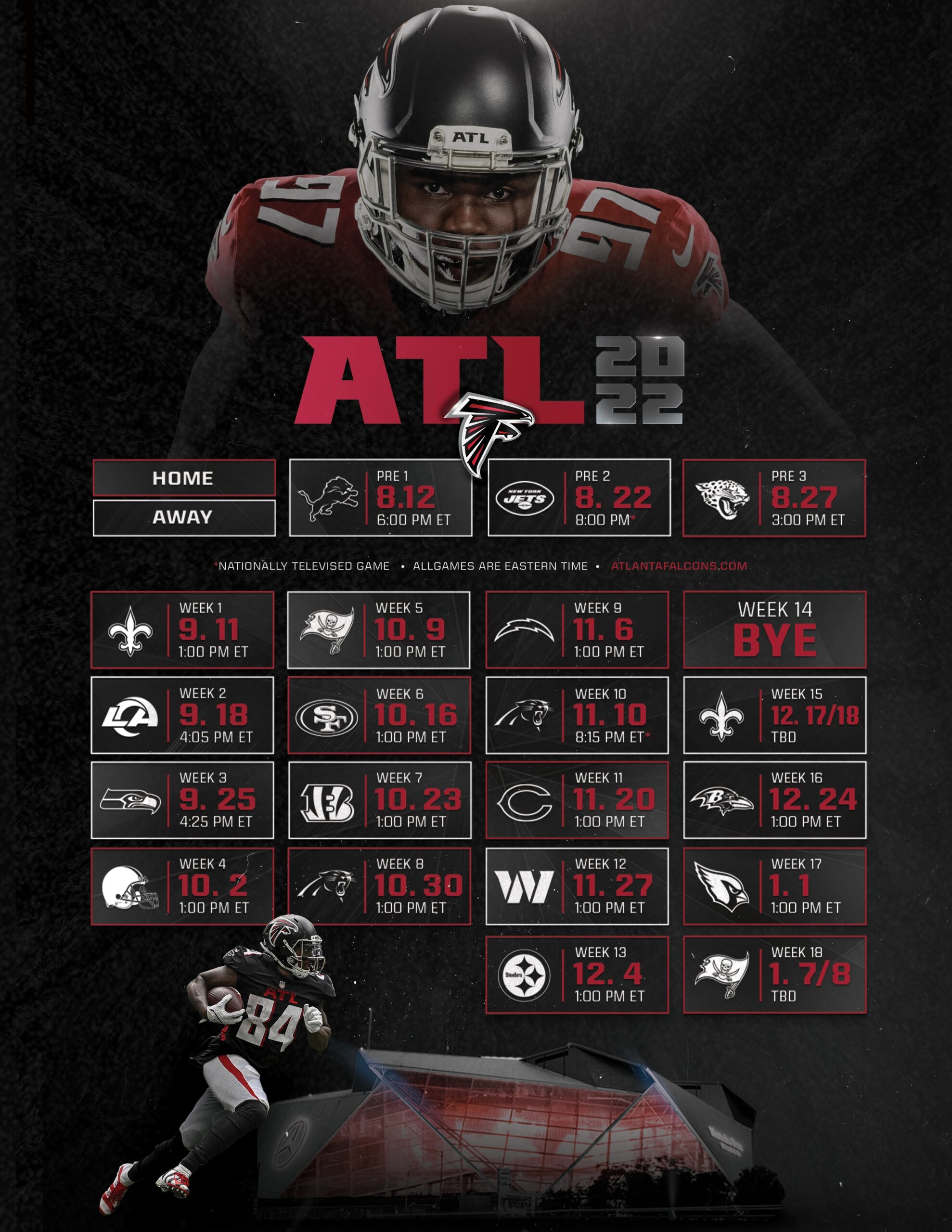 Atlanta Falcons Printable Schedule